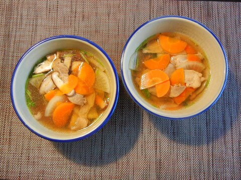 根野菜とシイタケのだしスープ